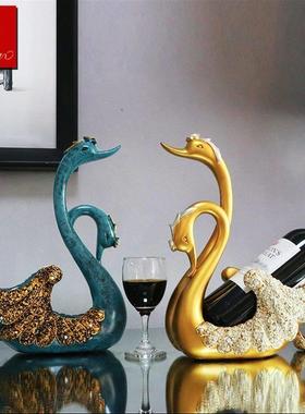 红酒架摆件天鹅客厅餐桌轻奢高档简约现代家居葡萄酒架结婚礼物