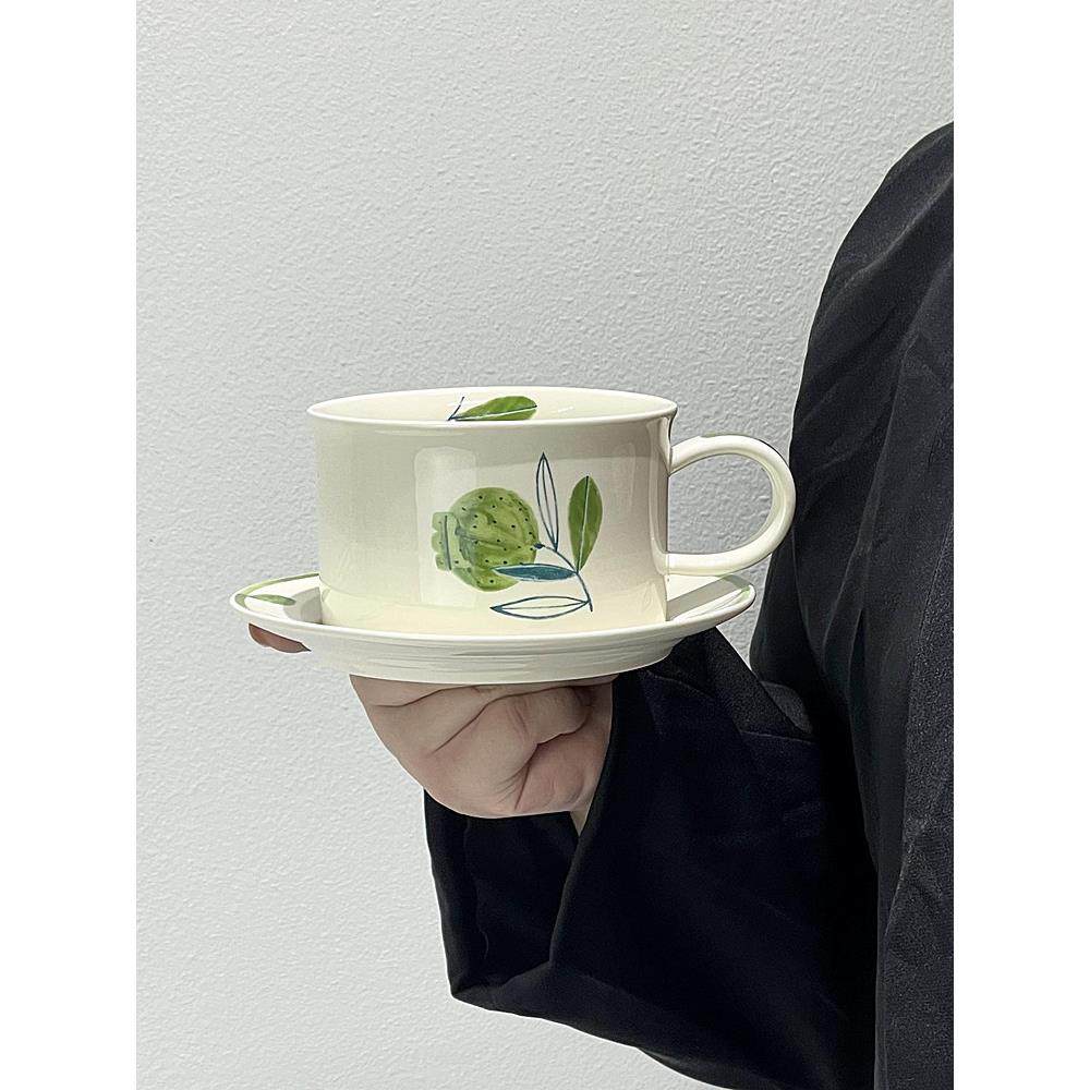 芬兰中世纪咖啡杯和茶碟石榴水果小新鲜绿咖啡杯风格下午茶杯套装,淘宝优惠券,粉丝福利购,淘宝优惠卷