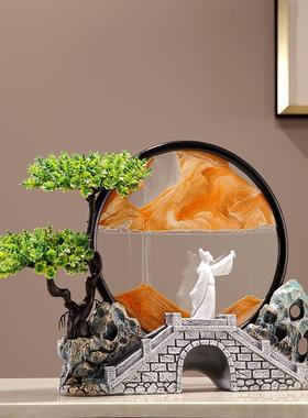 新中式李白把酒问月流沙画 画乔迁礼物客厅玄关电视酒柜解压沙漏