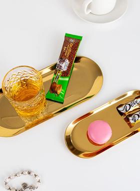 拉丝铜盘摆件圆形托盘金属盘子零食水果首饰钥匙收纳置物盘装饰品