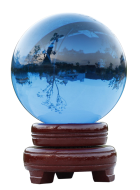 湖蓝色水晶球办公室学生书桌家具玻璃高考家具摆V放玄关隔断摆件
