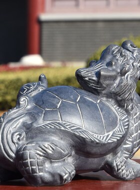 石头母子龙龟摆件l招财镇然青石刻八卦龙头龟神兽石雕乌龟赑屃霸