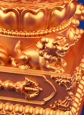 藏传用品树脂雕花密宗r前八吉祥狮子底座手摇转金轮底座莲座