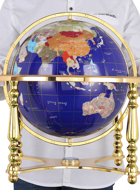 宝石四角地球仪办公室摆件工艺A品家居客厅书房装饰品摆设开业礼