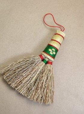 高粱苗小扫把儿童床头五帝钱挂y饰摆件手工编织压惊安睡迷你小笤