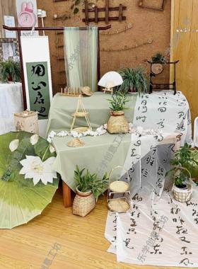 古风绸布伞幼儿园春夏国风环创装饰商场店铺新中式荷花场景布置