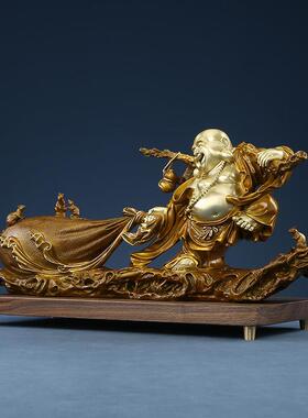 铜欣祥 黄铜弥勒摆件 布袋佛弥勒佛摆设客厅办公室开业礼品工艺品