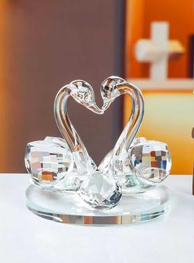 创意水晶天鹅新居结婚送礼品礼物新婚客厅电视酒柜摆件家居装饰品