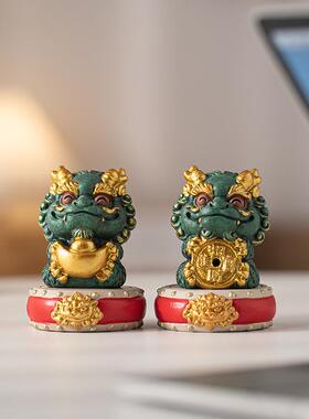 新中式生肖祥龙招财摆件彩金手绘工艺品办公室桌面装饰品乔迁礼物