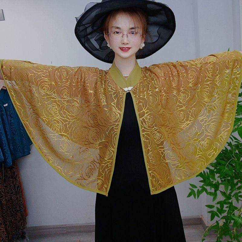 女防晒衫薄款冰丝小衫旗袍外披肩外搭时尚复古斗篷配裙子纯色纱衣,淘宝优惠券,粉丝福利购,淘宝优惠卷