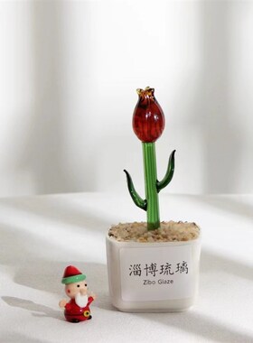 淄博博山琉璃小摆件工q艺品多肉家居饰品铃兰花特产桌面办公桌仿