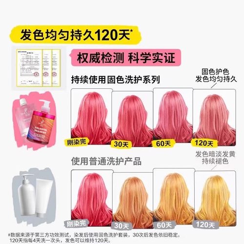 2瓶超值】首品固色洗发水护发素发膜锁色护色树莓红粉色蓝色去黄 - 图3