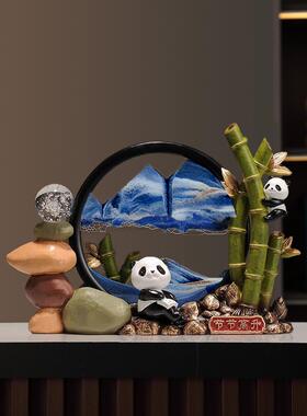 熊猫流沙摆件 摆件 节节高升 客厅电视柜 酒柜 乔迁新居 礼品