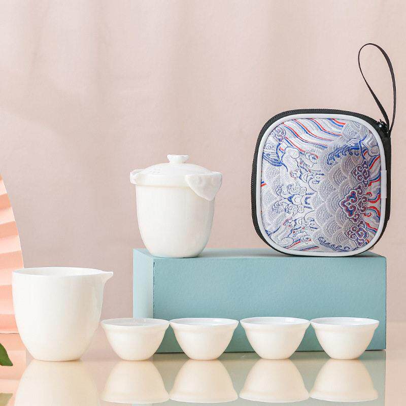 Travel tea set portable set one pot four cups ceramic quick cup home outdoor camping tea set national trend small set