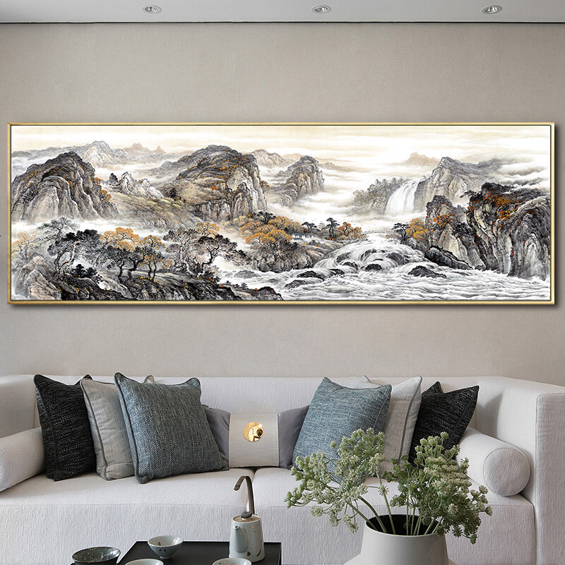优选客厅装饰画新中式山水画办公室挂画横幅中国风沙发背景墙风水,淘宝优惠券,粉丝福利购,淘宝优惠卷