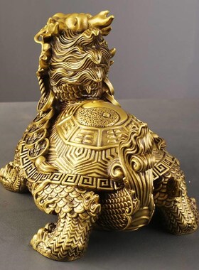 优选招财龙龟黄铜家居客厅装饰品摆件工艺品办公室全铜龟摆饰开业