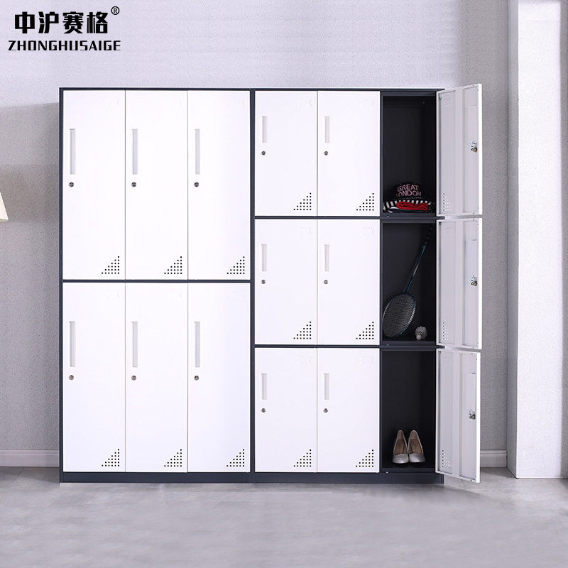 加厚钢制更衣柜员工宿舍储物柜车间浴室拆装铁皮柜子带锁套色鞋柜,淘宝优惠券,粉丝福利购,淘宝优惠卷