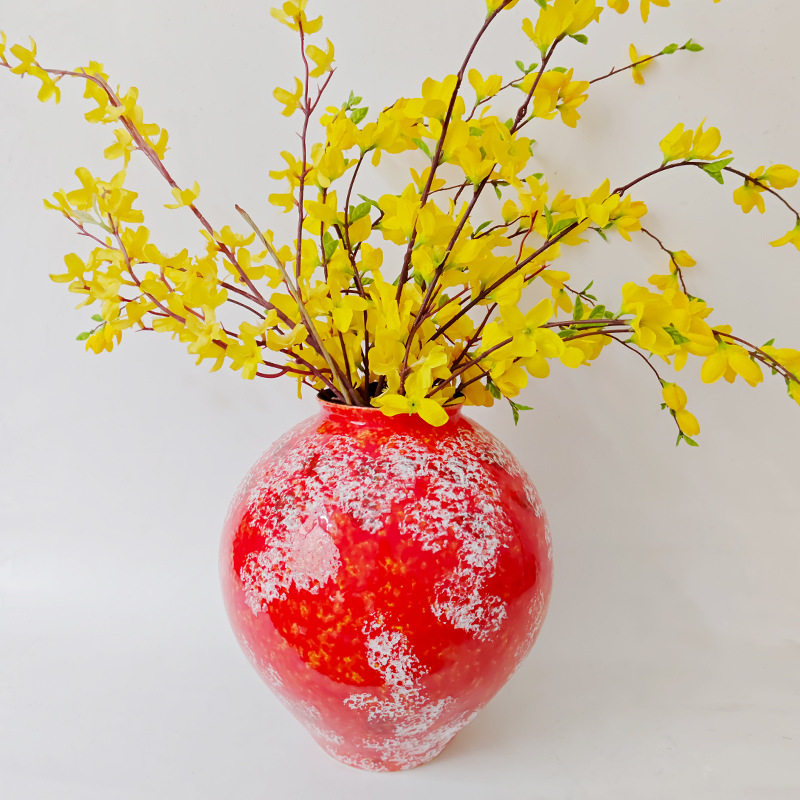 手工红色窑变陶瓷花瓶客厅装饰插花水培陶瓷花器中式现代摆件,淘宝优惠券,粉丝福利购,淘宝优惠卷