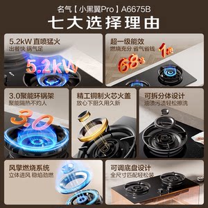 名气燃气灶5.2kw猛火家用双头煤气天然气液化气灶具6675老板出品