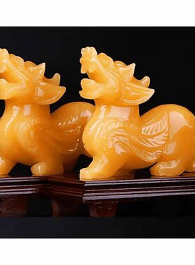 玉石貔貅一对装饰家居客厅玄关新中式办公室桌面摆放黄玉貔恘摆件
