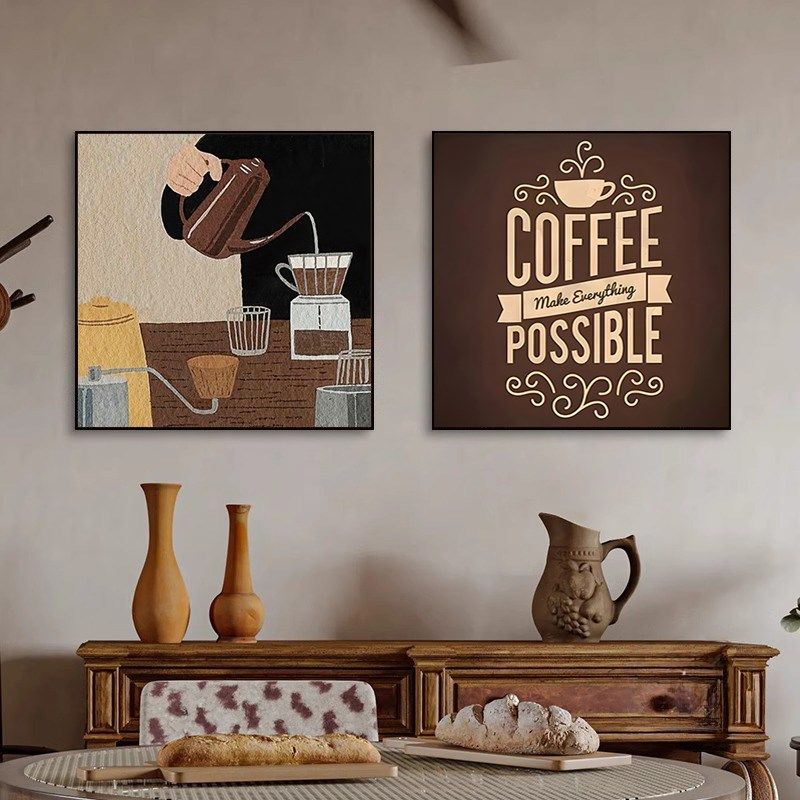 优选咖啡厅复古文艺装饰画现代简约奶茶甜品店墙壁挂画吧台茶水间,淘宝优惠券,粉丝福利购,淘宝优惠卷