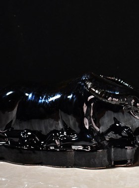 优选陶瓷牛摆件招财风水镇宅黄卧牛水牛保平安饰品家居书房浴室摆