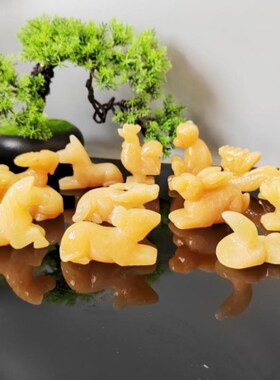 十二生肖天然米黄玉石鼠牛虎兔龙蛇马羊猴鸡狗猪招财风水工艺摆件