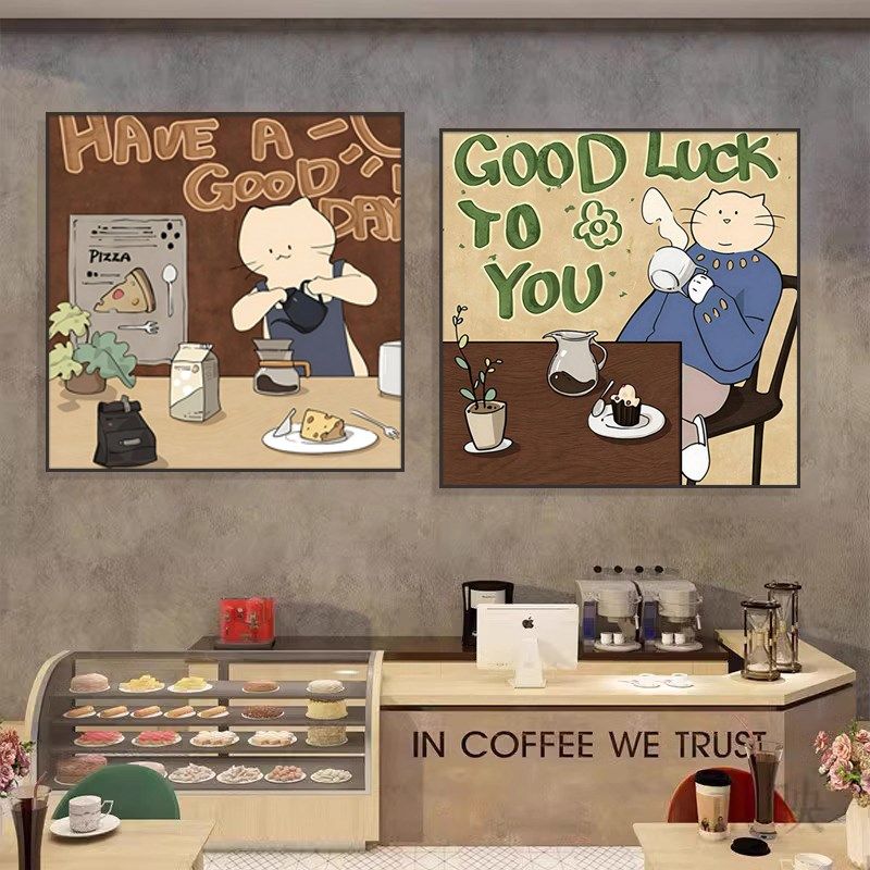 优选咖啡厅复古文艺装饰画现代简约奶茶甜品店墙壁挂画吧台茶水间,淘宝优惠券,粉丝福利购,淘宝优惠卷