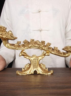 优选黄铜如意摆件铜如意把件龙凤如意摆件 铜九龙如意摆件 铜大象