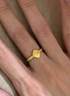 四叶花护身牌微镶拉丝工艺菱形