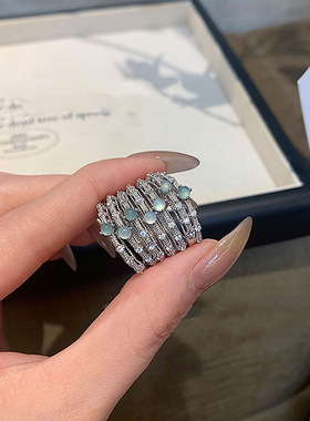 蛋面戒指女微镶天然危料翡翠