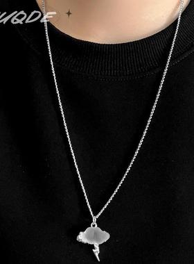 auQDE闪电磨砂云朵项链赛博朋克小众设计国潮个性高级锁骨链配饰