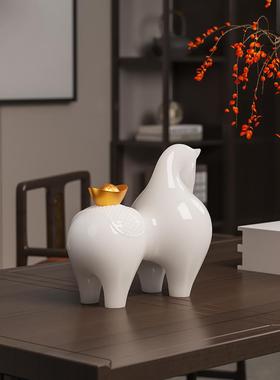 国风马上有钱桌面摆件新中式酒柜博古架乔迁客厅送领导办公室礼品