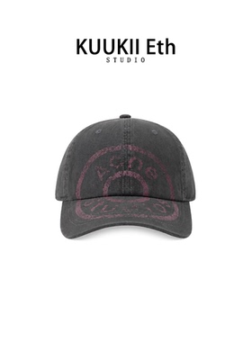 KUKI&ETH美式手绘涂鸦印花字母棒球帽女户外时尚水洗棉休闲鸭舌帽