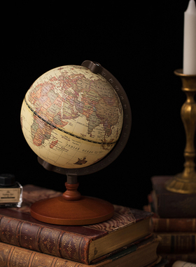 优选复古欧式风格摆件书房装饰办公室英文地球仪万象仪家居摄影道