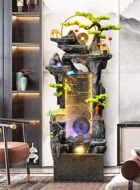 优选客厅水晶球鱼缸假山喷泉办公室招财高山流水摆件循环水系景观