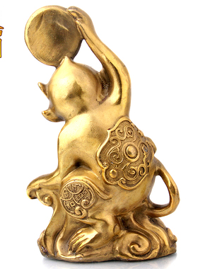 铜猴子摆件纯铜十二生肖猴招财福字猴工艺品创意家居客厅装饰礼品