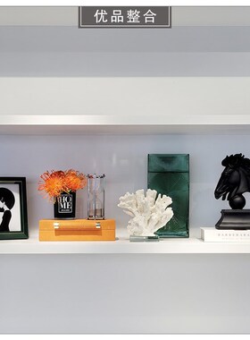 优选样板房书柜摆件现代家居软装饰品挂画仿真花沙漏首饰盒组合ZH