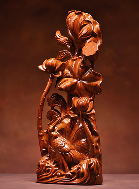 优选荷花摆件一路连升客厅玄关饰品办公桌面招财高档乔迁新居开业