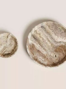 侘寂灰洞石大理石桌面卫生间首饰香薰蜡烛样板P房置物收纳托盘摆
