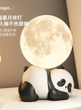夜间小夜灯卧室睡眠灯宿舍2024新款创意个性可爱S熊猫桌面摆件装