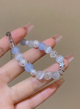 星之海手链星星蓝色串珠手链夏天小清新森系小众手饰