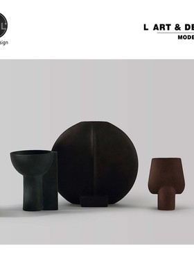 优选侘寂风纯手工陶瓷抽象花器 现代艺术花瓶饰品摆件 沙发民宿样