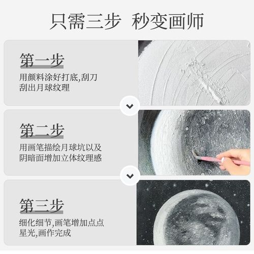 优选月球肌理画diy材料全套石英砂丙烯手工解压手绘画画填色数字 - 图2