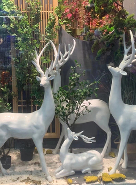 婚庆道具耐摔白鹿树脂摆饰梅花鹿婚礼背景装饰舞台迎宾区场景布置