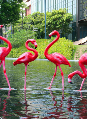 优选户外园林别墅庭院水池玻璃钢仿真火烈鸟雕塑摆件婚庆道具装饰