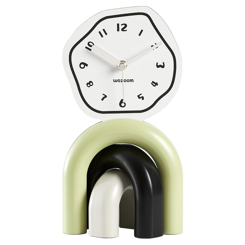满得达奶油风客厅桌面摆件家居装饰品钟表电视柜玄关创意时钟 - 图3