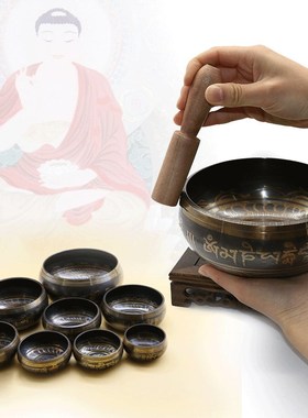优选颂钵佛音钵尼泊尔手工音钵瑜伽冥想音疗静心禅修梵音钵铜钵容
