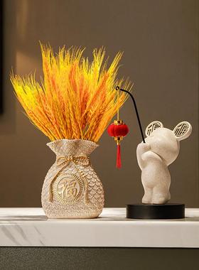 客厅插花麦穗钱袋花瓶装饰家居店铺开业前台桌面气氛布置招财摆件