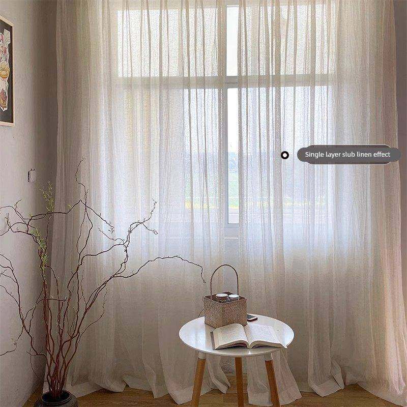 亚麻风格日式棉麻窗纱覆古客厅卧室民宿透光微透人纱帘中古窗帘布,淘宝优惠券,粉丝福利购,淘宝优惠卷